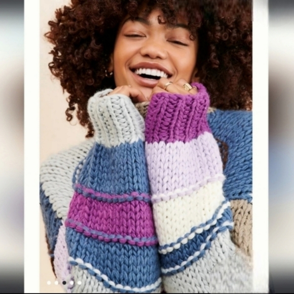 Callahan Paz Oversized Sweater Dress Size Large Stripped Multi Color N… - Picture 4 of 8